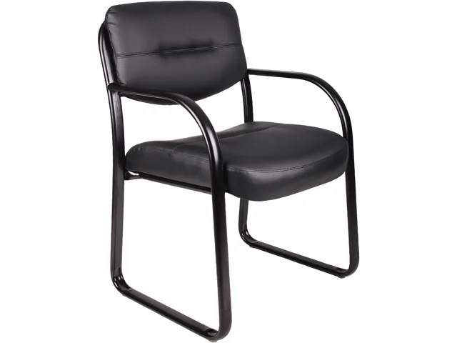 BOSS Office Products BOSS Office Products B9529 LeatherPlus Sled Base Side Chair with Arms — product photo