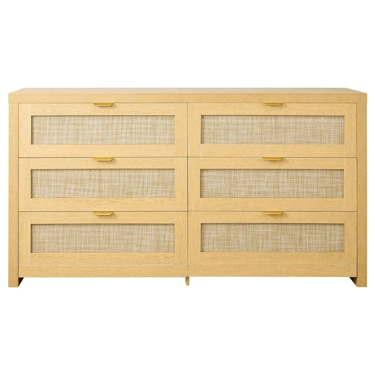 VEVOR VEVOR 6-Drawer Rattan Dresser, Burlywood, 144.5 x 45 x 79.5 cm — product photo
