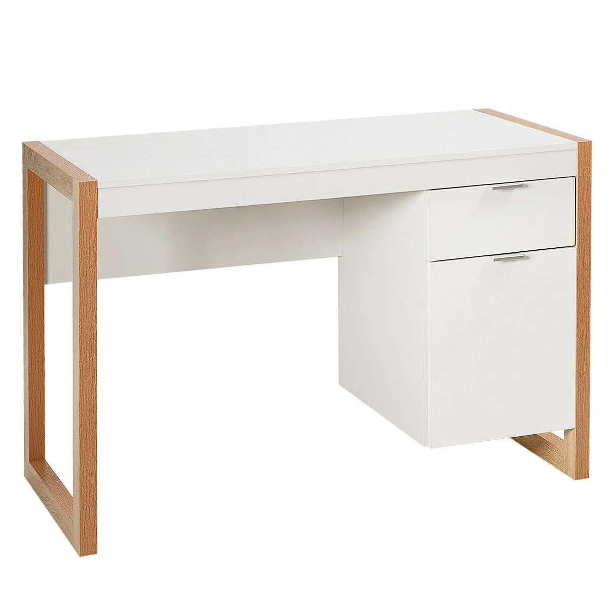 SlickBlue SlickBlue White Desk 44" x 20" x 29.5" with Cabinet and Drawer — product photo