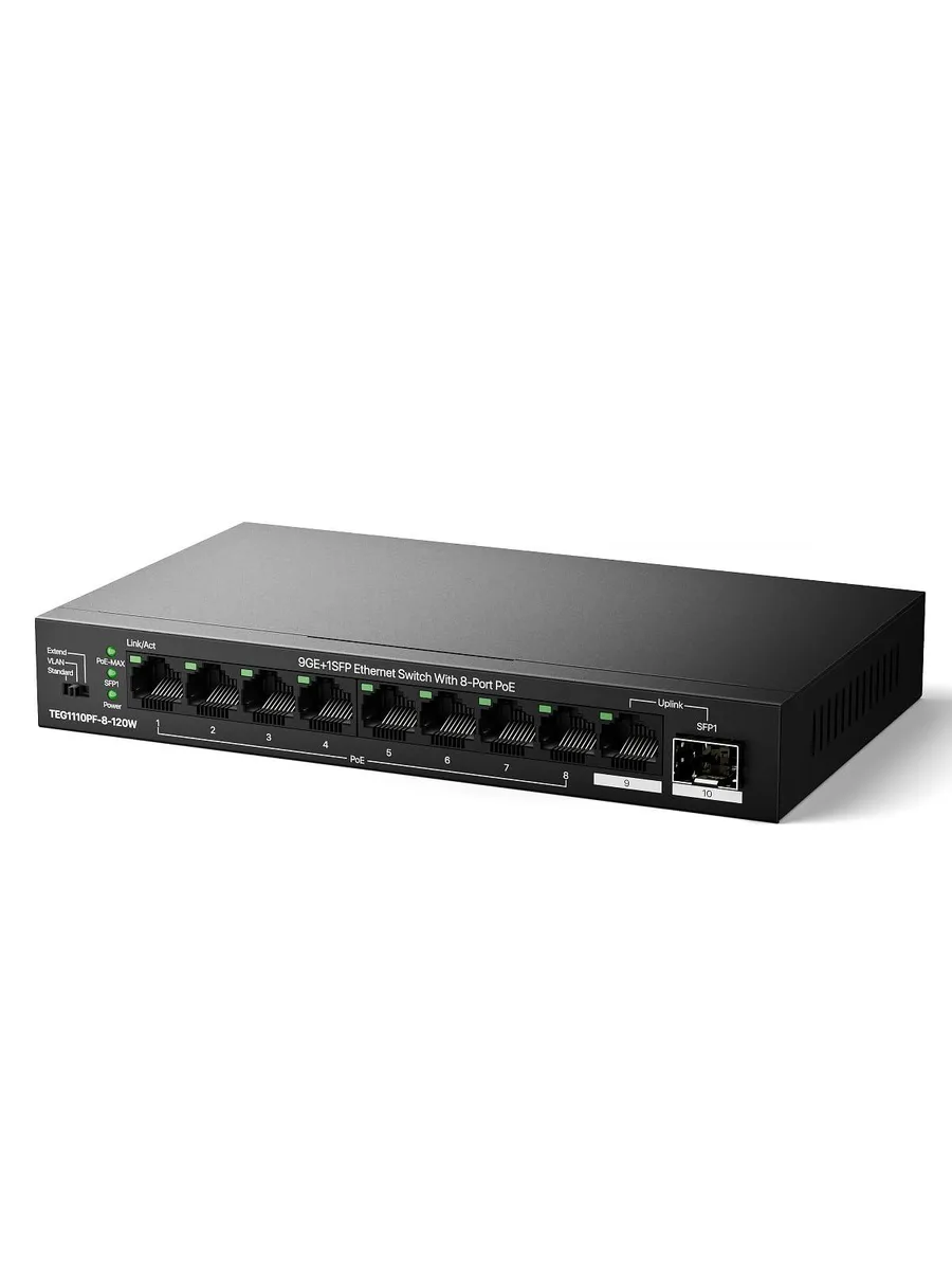 NETGEAR ProSafe TEG1110PF-8-120W 10 Port Gigabit PoE+ Switch — product photo