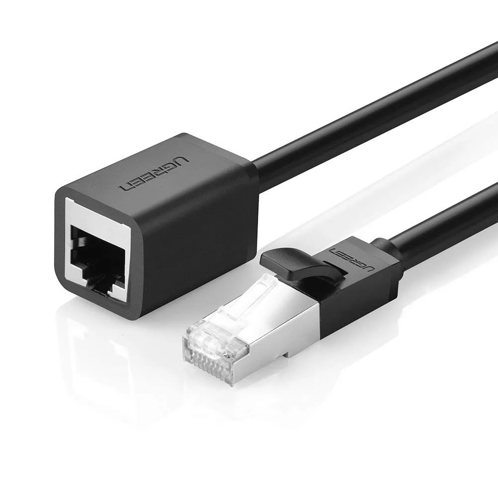 ESTONE ESTONE CAT6 Ethernet Extension Cable Male to Female 6ft 2m Black Shielded 26AWG 550MHz — product photo