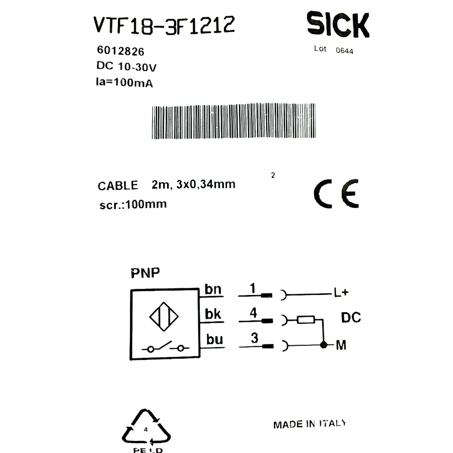 Sick Sick VTF18-3F1212 Photoelectric Proximity Sensor PNP — product photo
