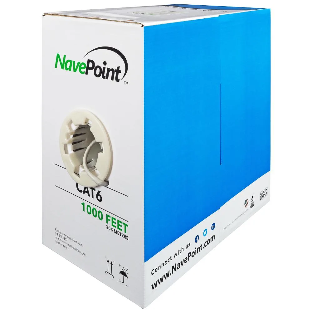Grey CAT6 CCA UTP pull box containing 1000ft of bulk ethernet cable