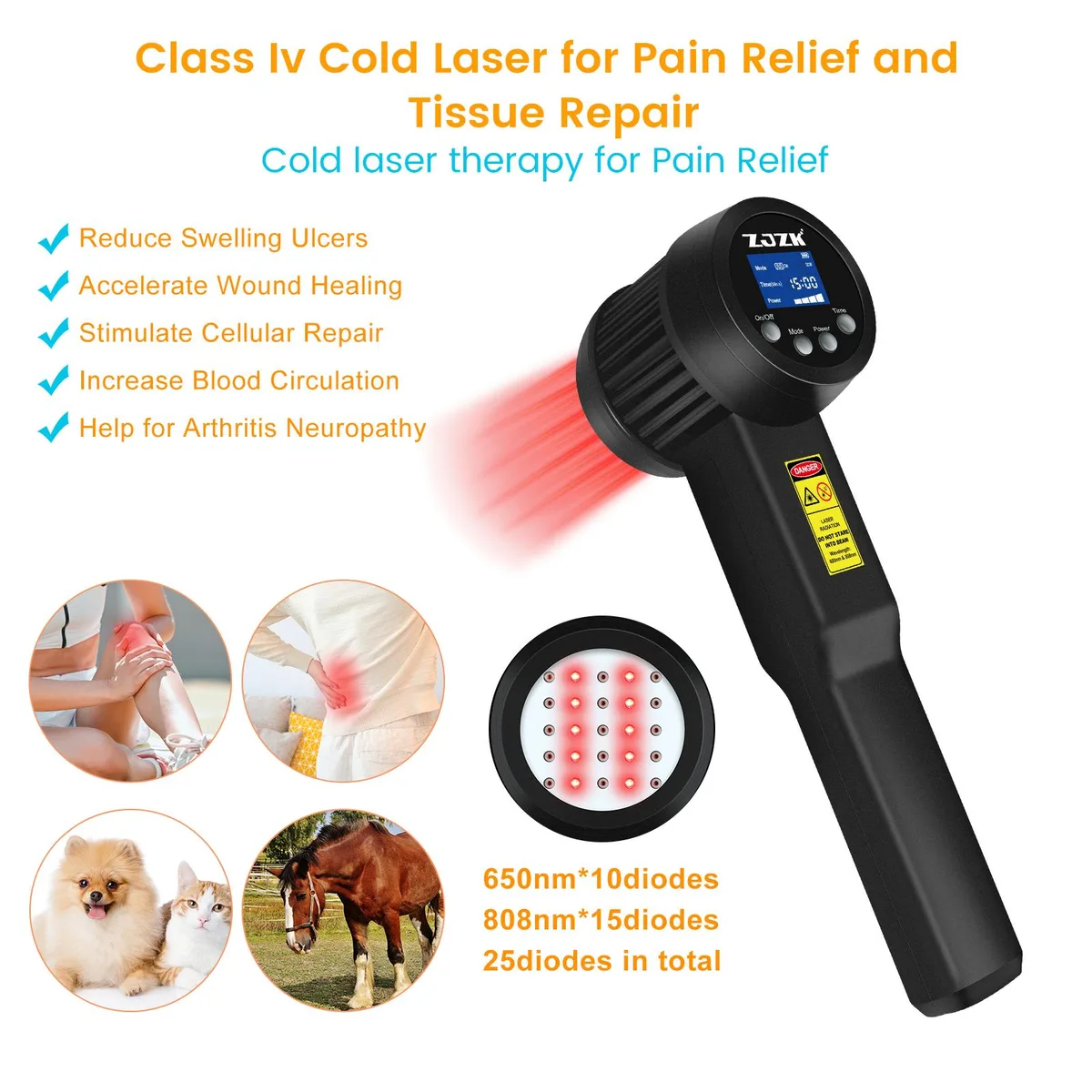 ZJZK ZJZK LRP5000-1126 25-Diode Cold Laser Therapy Home Health Care 650nm*10 808nm*15 — product photo