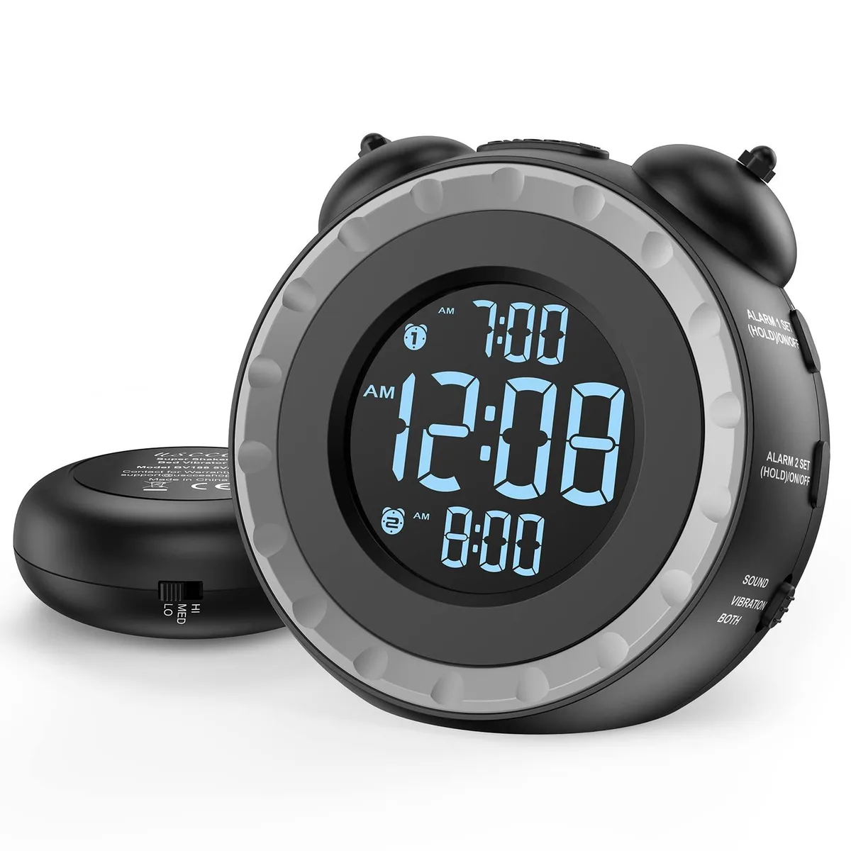Loud Dual Alarm Clock with Adjustable Bed Shaker — product photo