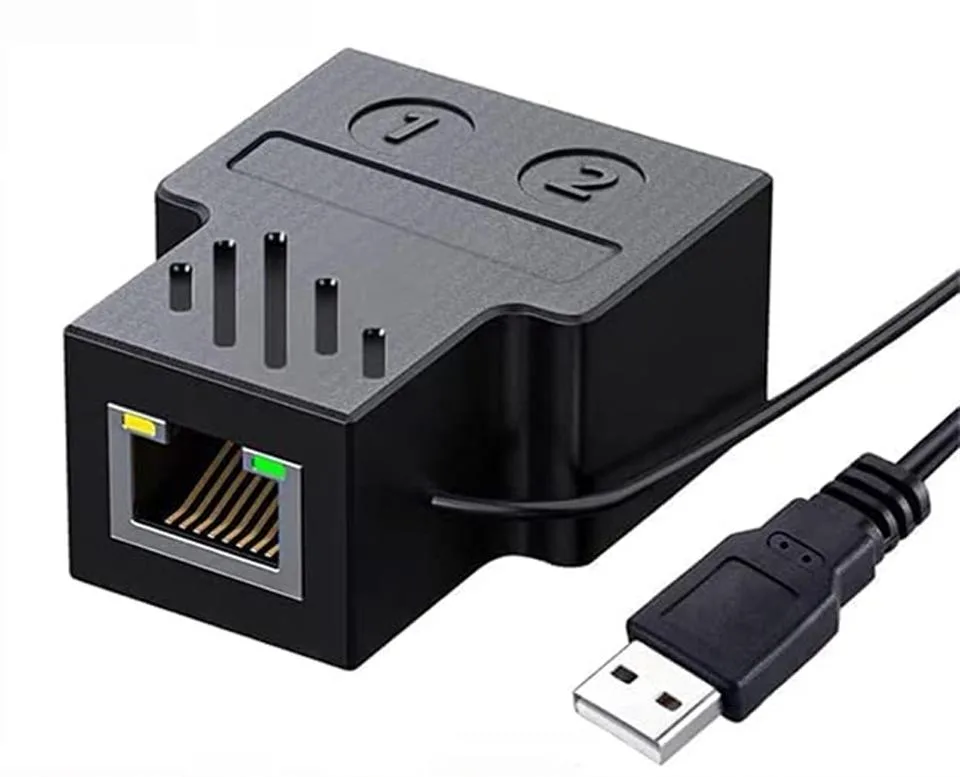 Jansicotek Jansicotek RJ45 Splitter Connector USB Power Cable 0.75m 1 to 2 Female Network Adapter — product photo