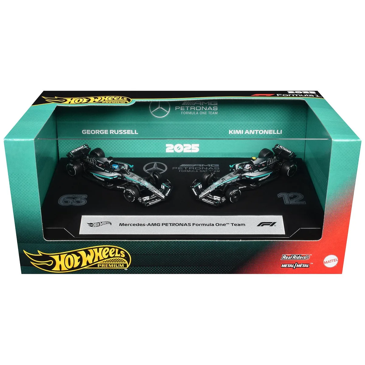 Hot Wheels Hot Wheels Mercedes-AMG Petronas F1 2025 2-Piece Set #12 #63 hobby collectible — product photo
