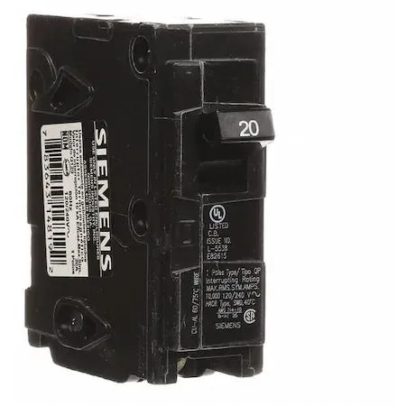 SIEMENS SIEMENS Q120 Miniature Circuit Breaker 20A 1 Pole 120V AC 10kA — product photo