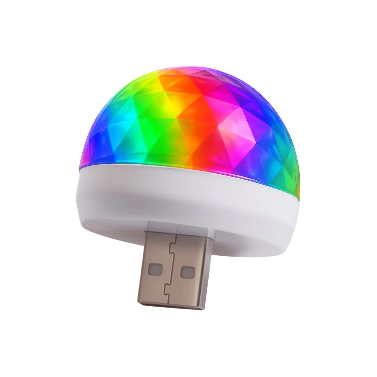 Small white cube 1.66 by 1.6 inch USB star projector with clear shell