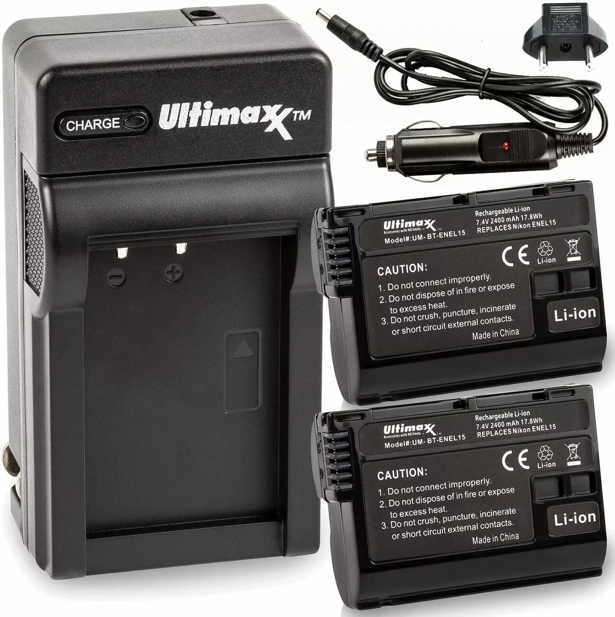 Ultimaxx Ultimaxx EN-EL15C Battery 2400mAh Twin Pack with Travel Charger — product photo