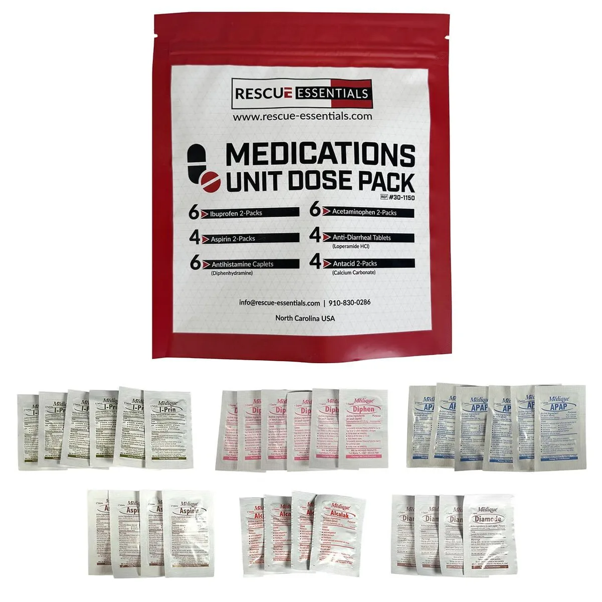 Rescue Essentials 30-1150 first aid refill kit 30 doses — product photo