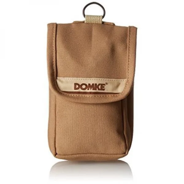 Compact sand canvas pouch with hook-and-loop flap and belt loop