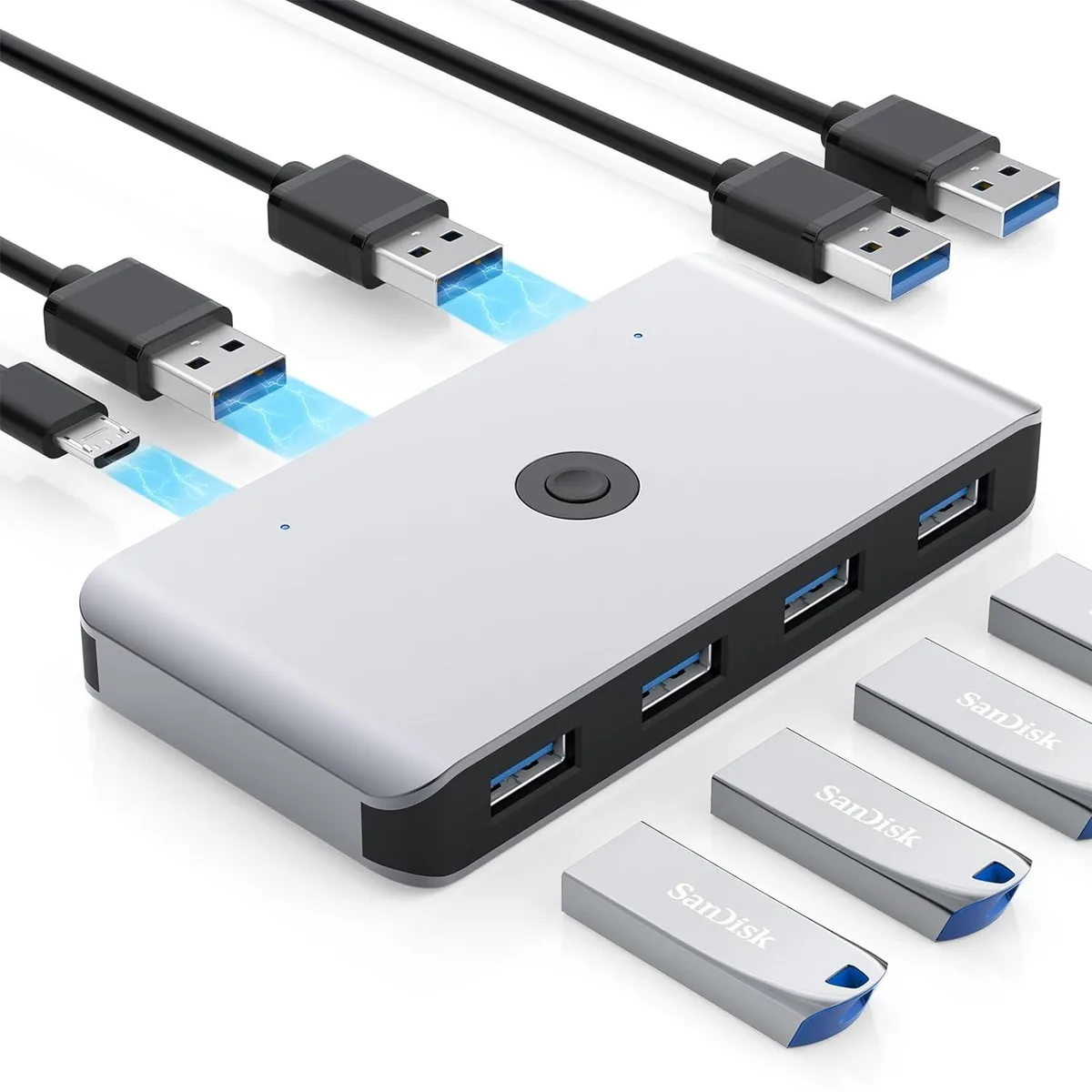 IHDAPP IHDAPP USB 3.0 KVM Switch 2 Computers 4 Ports 2 Cables — product photo