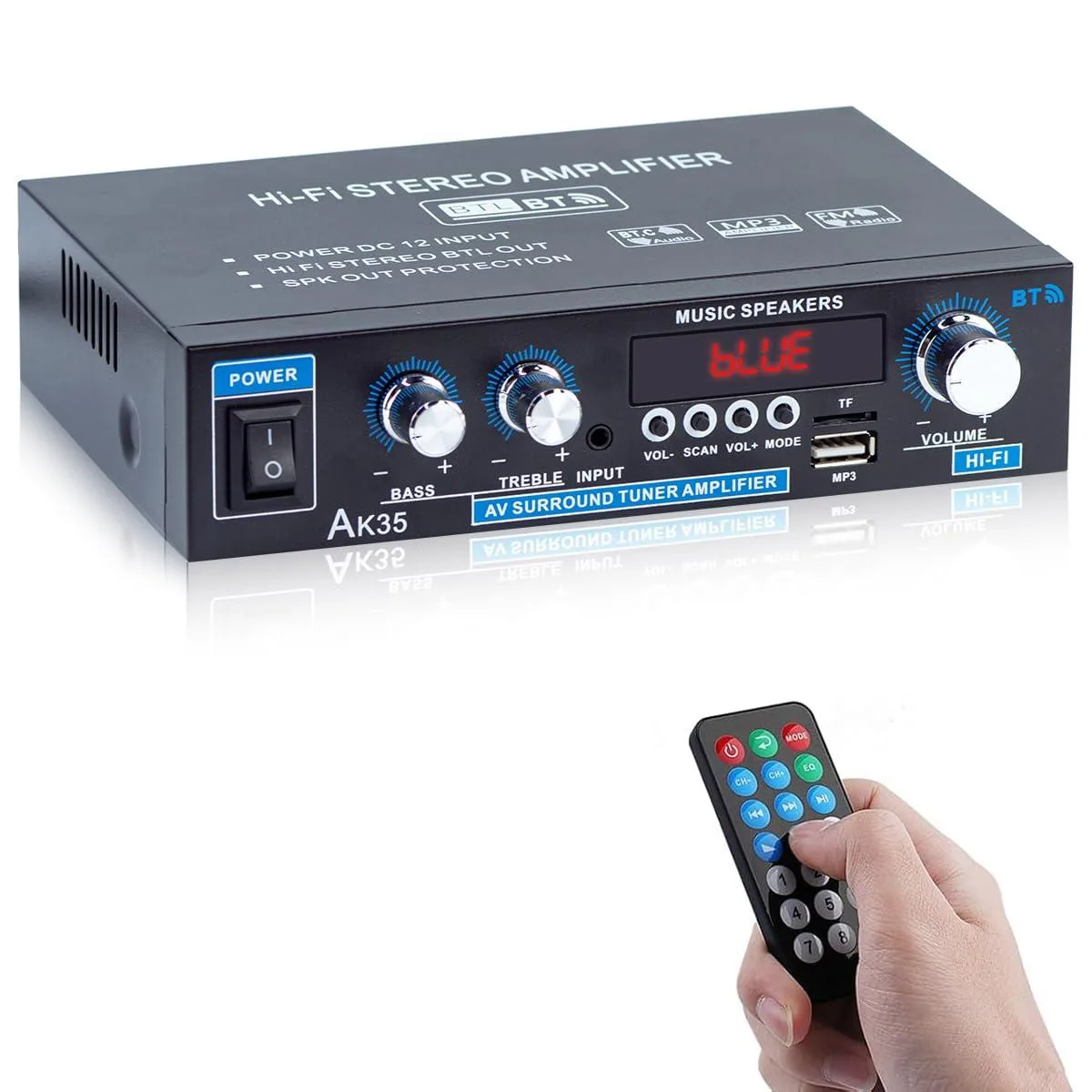  Hosyond AK-35 30Wx2 2.0ch car amplifier Bluetooth 5.0 — product photo