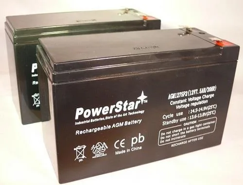 Two sealed 12 V 7.5 Ah AGM batteries with T1 T2 terminals