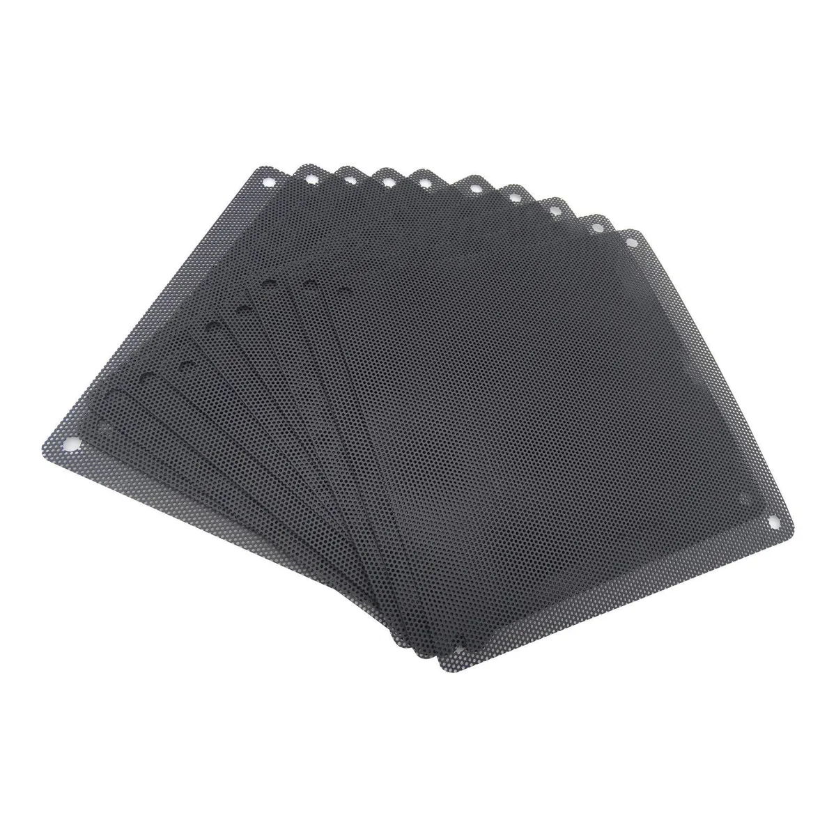Ten black 140mm square PVC mesh fan filters 0.8mm mesh 5.51in each