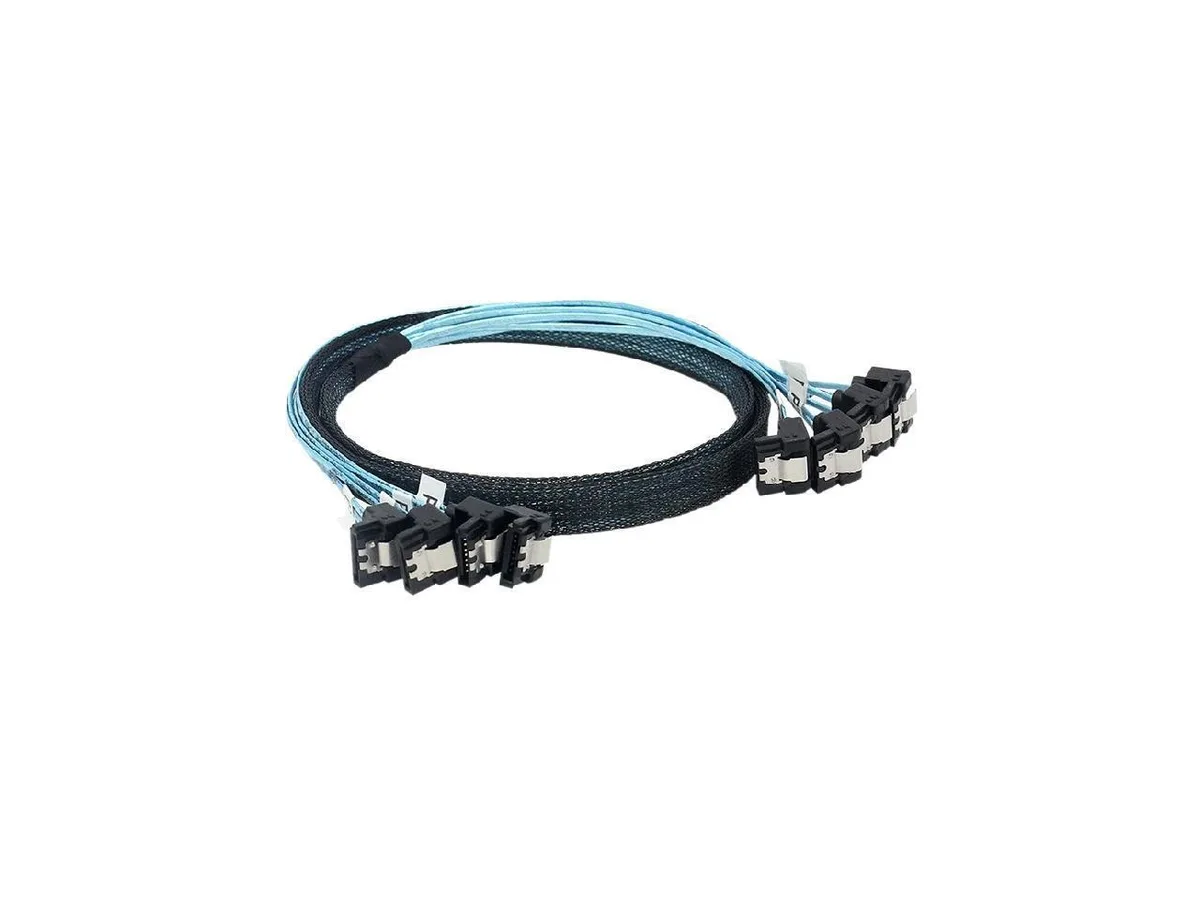Black SATA cable with double 90-degree connectors, 1m