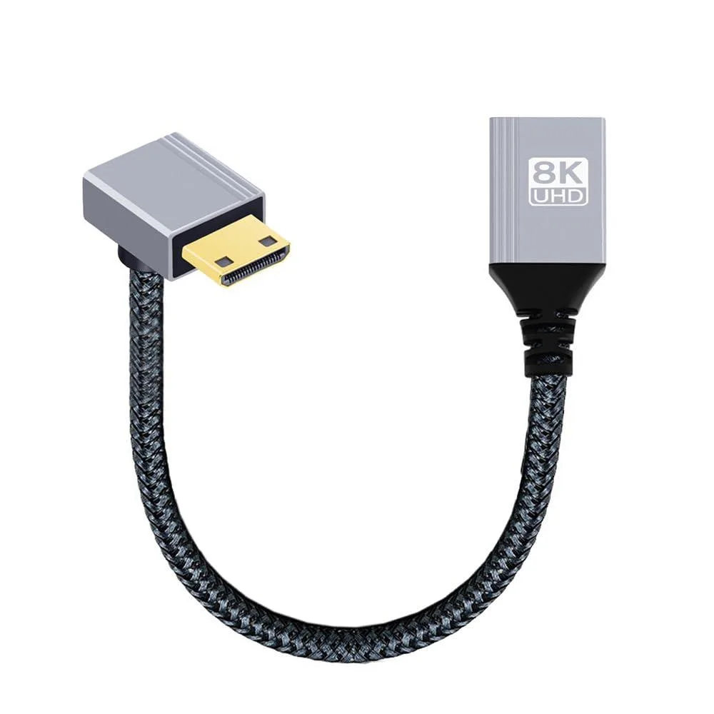 Fervit Fervit Mini HDMI 2.1 Male 90° Down Angled to HDMI Female Extension Cable — product photo