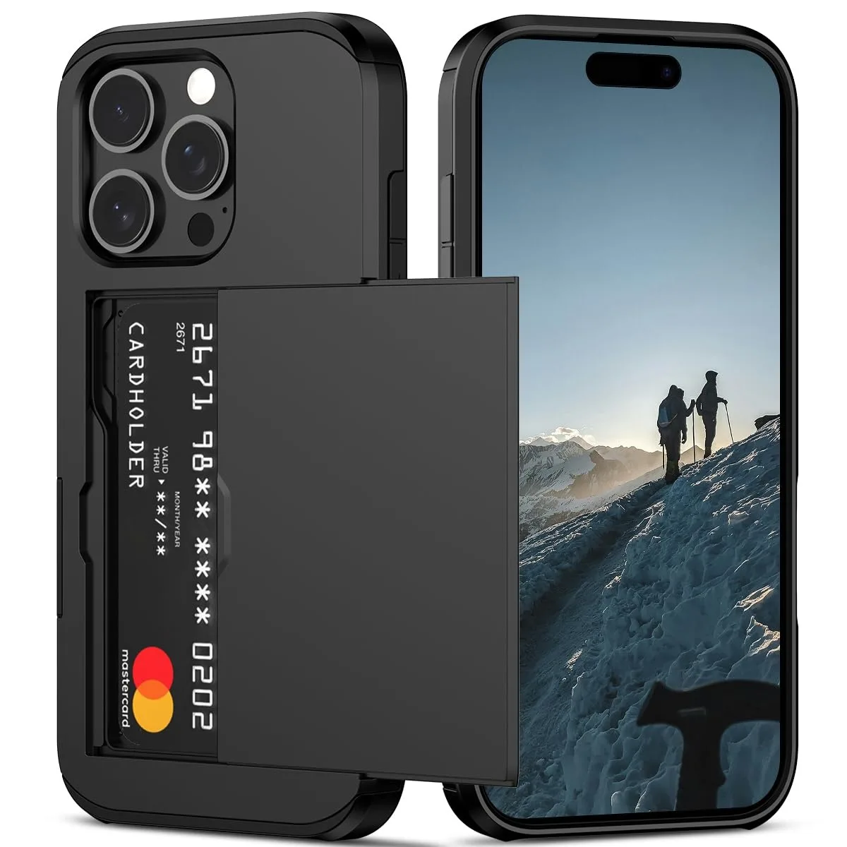  Nvollnoe iPhone 16 Pro Case with Card Holder Black 6.3 inch — product photo