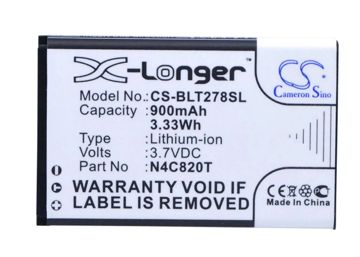 Rectangular Cameron Sino replacement battery pack with label listing compatible AV models