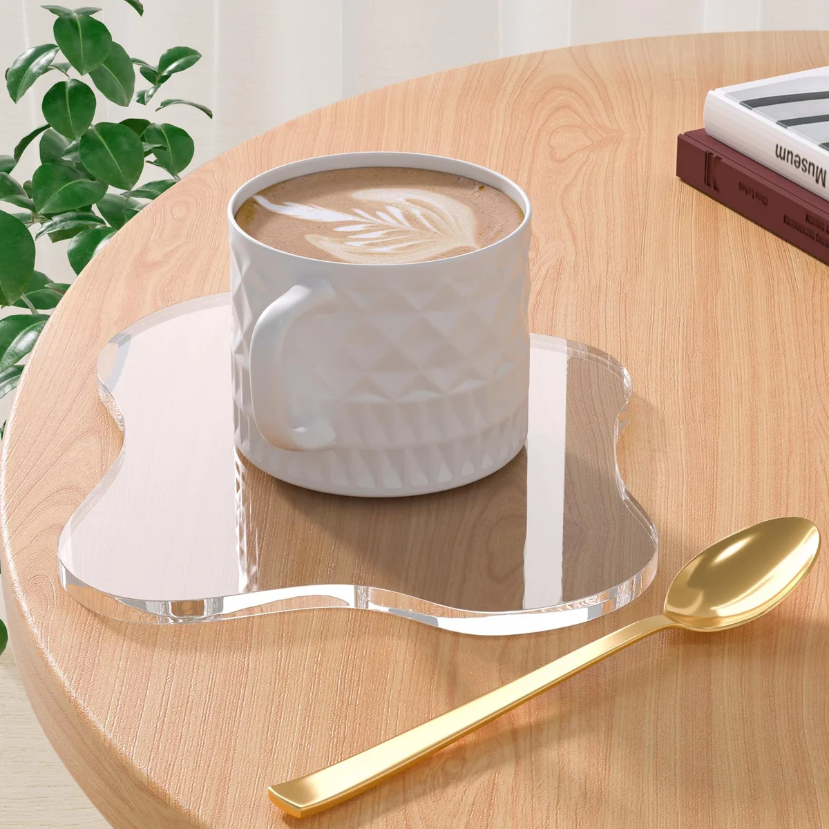 Red cloud-shaped acrylic coaster, 7.09 by 6.14 by .20 inches