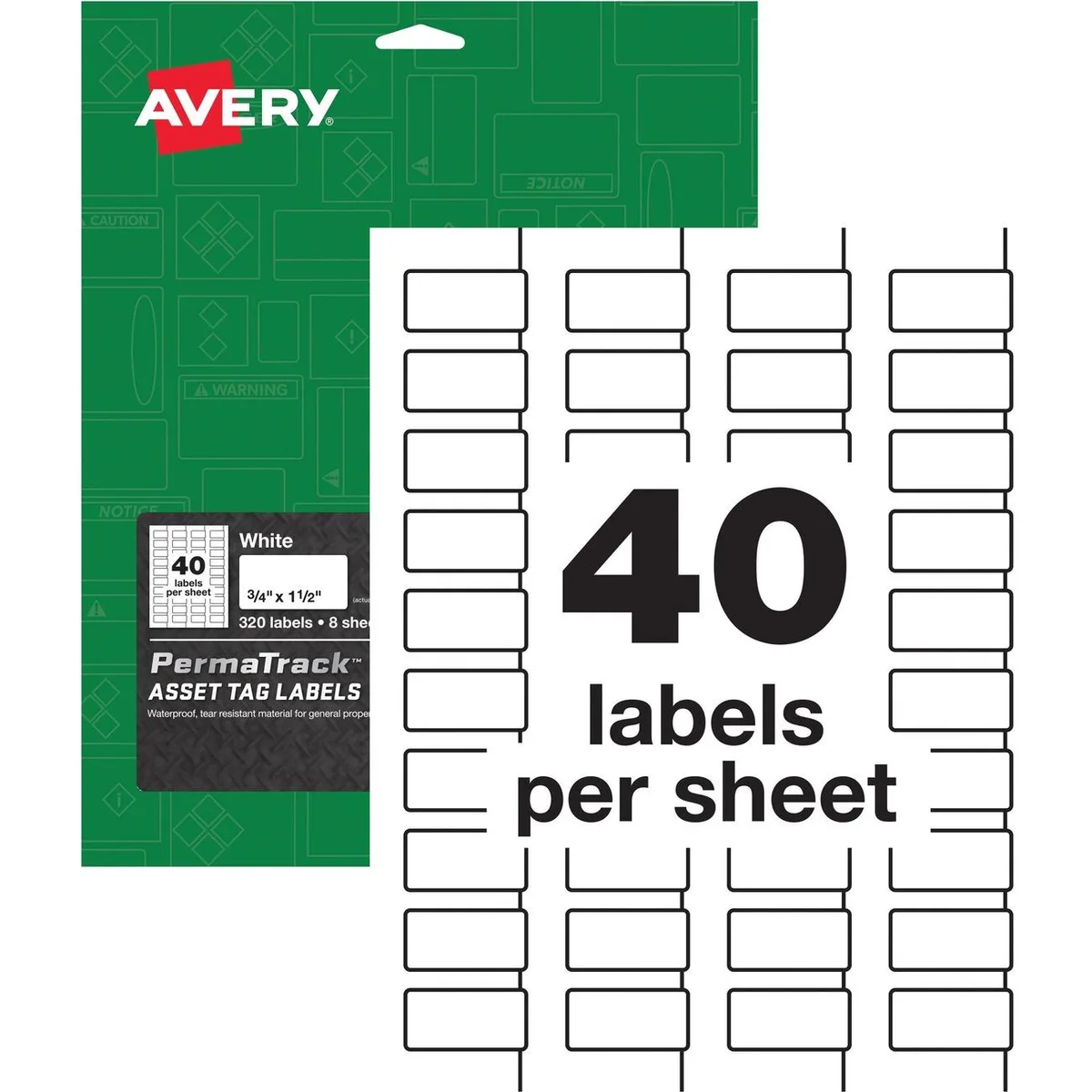 Avery Avery 61525 PermaTrack White Asset Tag Labels 320 Pack — product photo