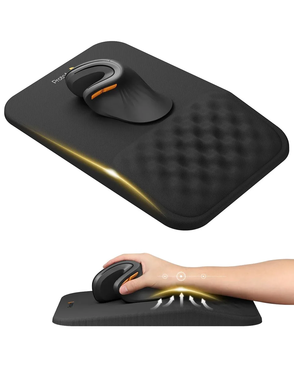  ProtoArc MP50 Ergonomic Mouse Pad with Wrist Support, 11.8 x 7.7 in, Black Lycra — product photo