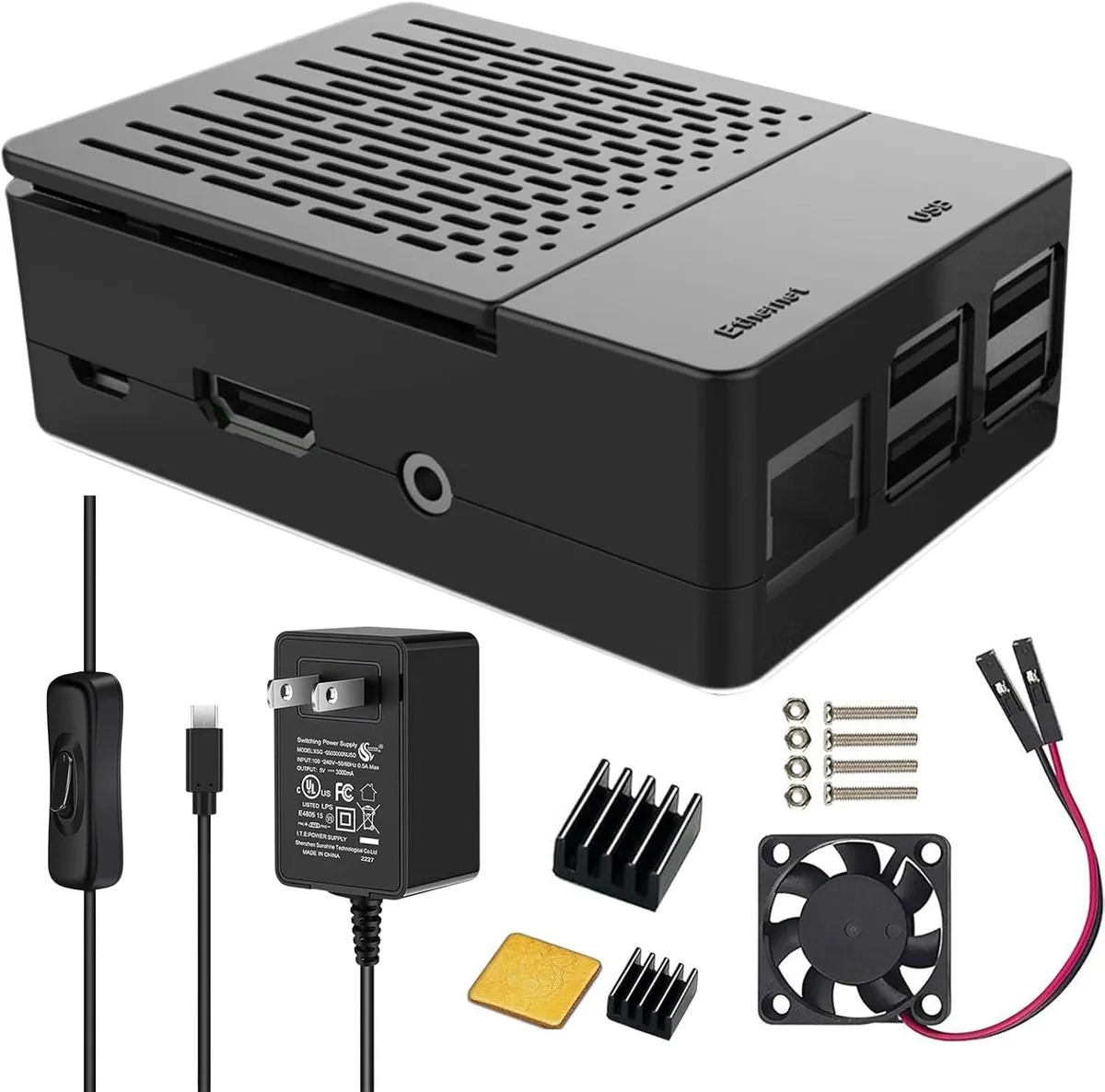 MCDODO MCDODO Raspberry Pi 3 Case Kit with 3010 Fan Heatsinks Power Supply — product photo