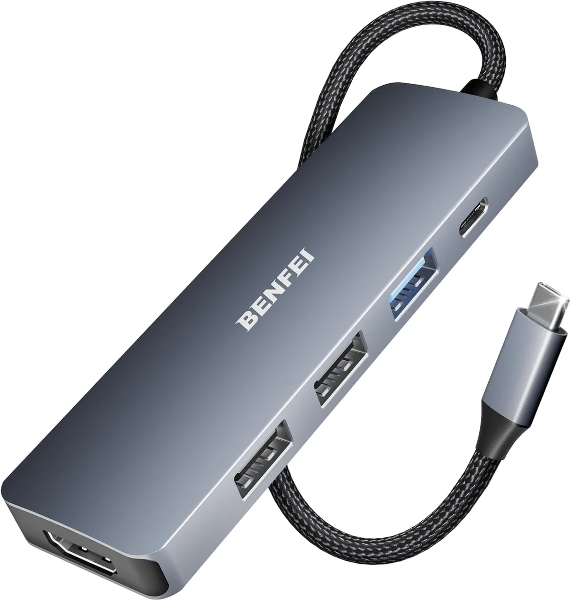 MCHOSE MCHOSE USB-C Hub 5-in-1 4K HDMI 100W PD 3 USB-A Silicone Cable Aluminium Case — product photo