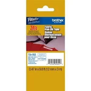Brother Brother TZEFA3 POS Accessory Navy Blue on White Fabric Iron-on Tape 12mm x 3m — product photo