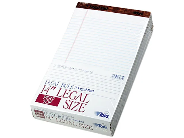 TOPS TOPS 7573 Perforated Legal Pad, White, 50 Sheet, Dozen — product photo