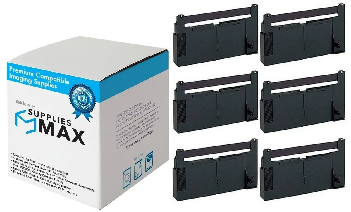 Six purple printer ribbons in a clear plastic pack