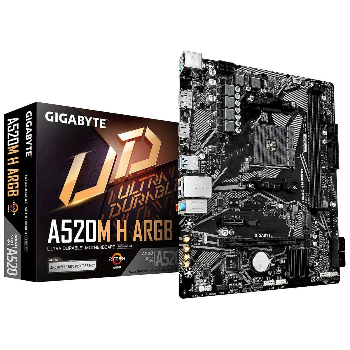 GIGABYTE GIGABYTE A520M H ARGB AMD motherboard — product photo