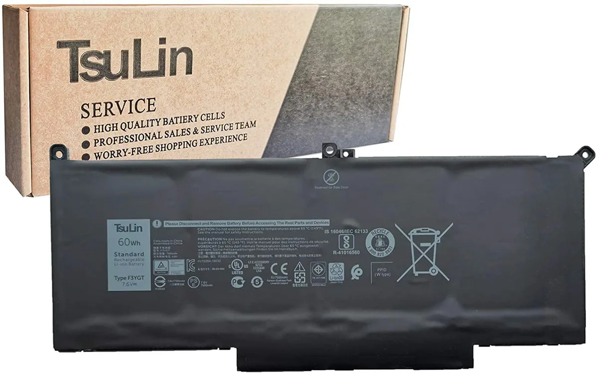 myVolts myVolts F3YGT laptop battery 7.6V 60Wh 7500mAh for Dell Latitude 7280 7290 7380 7390 7480 7490 — product photo
