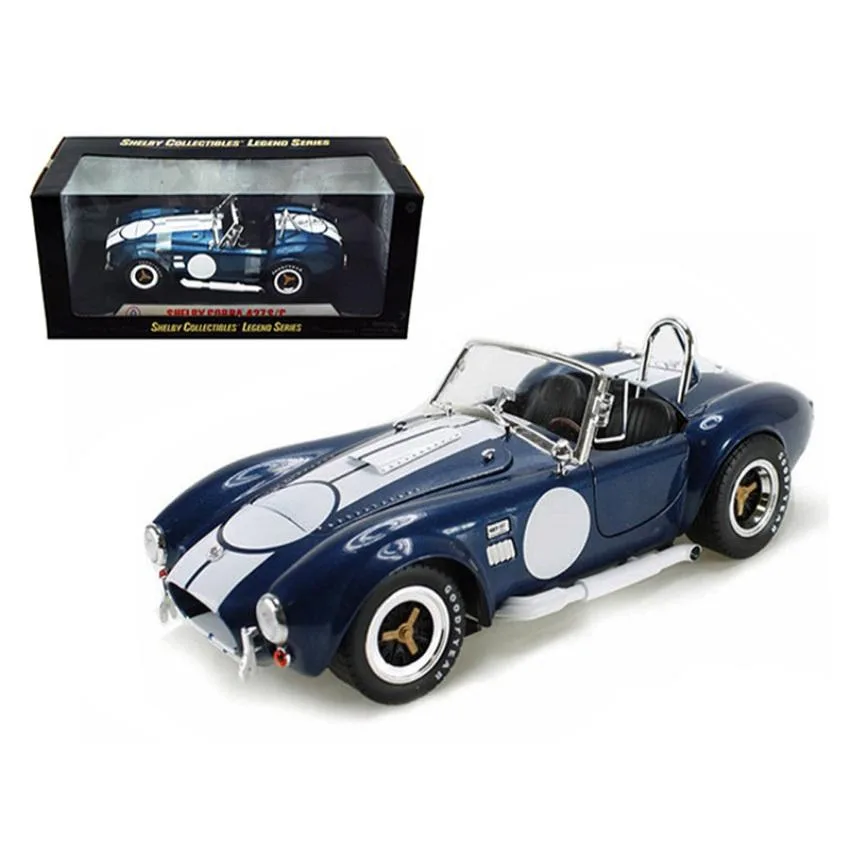 Shelby Collectibles Shelby Collectibles 1965 Cobra 427 S/C Dark Blue Metallic White Stripes 1/18 Diecast Vehicle — product photo