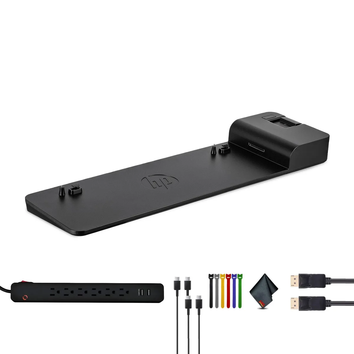 HP HP UltraSlim Docking Station 2013 bundle with surge protector and cables — product photo