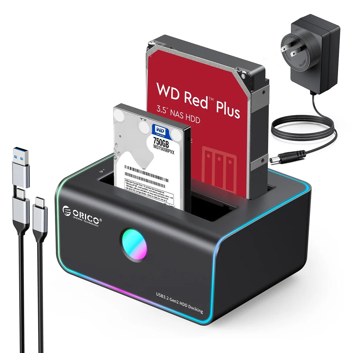 Orico Orico 2.5" 3.5" RGB Docking Station Offline Clone USB 3.2 SATA 36TB — product photo