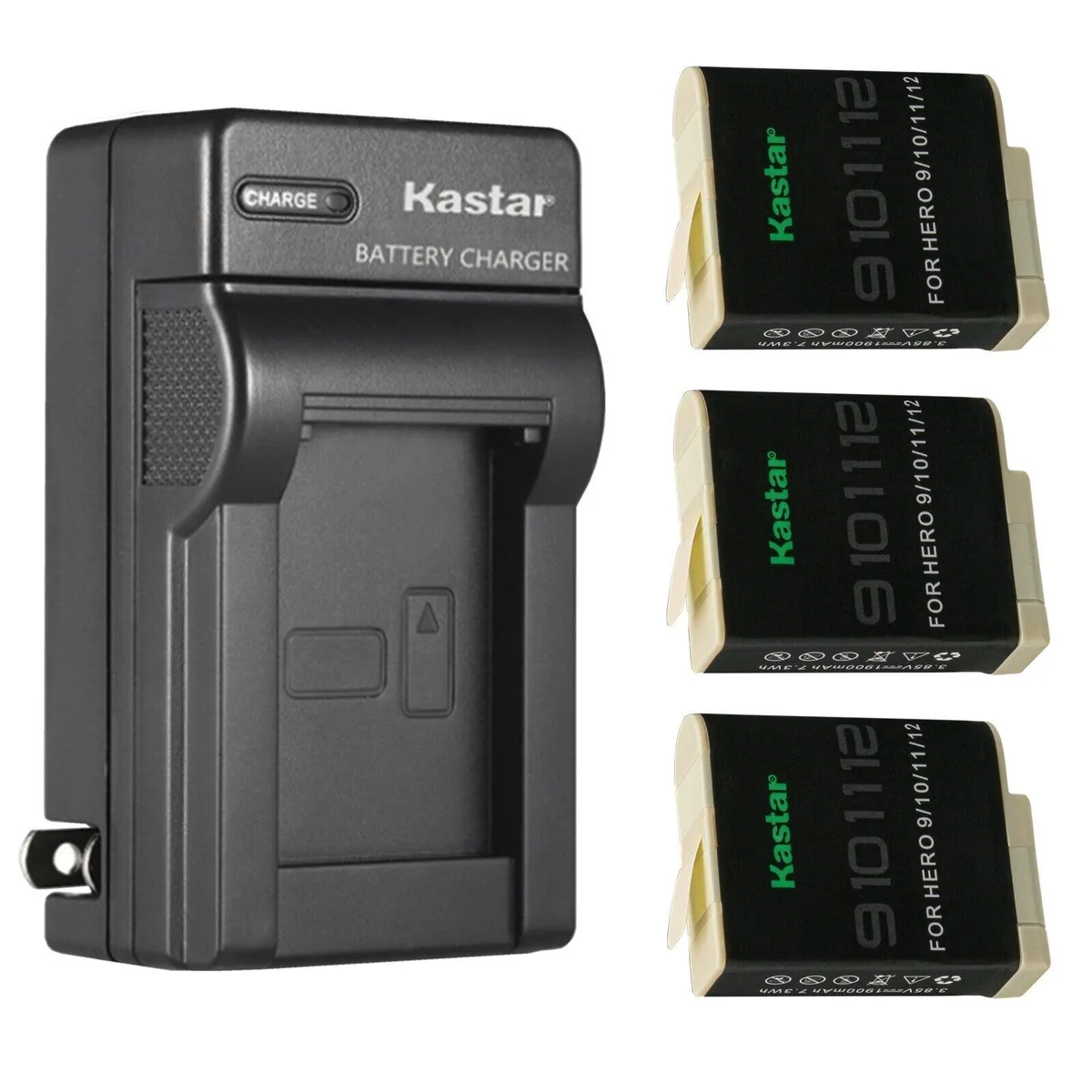 Kastar Kastar 3-Pack Battery & AC Wall Charger for GoPro HERO12/11/10/9 — product photo
