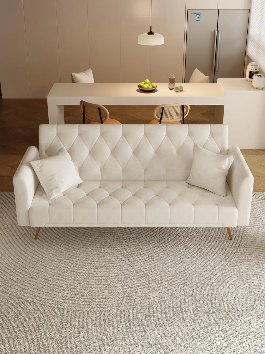 tuphen tuphen 71 inch convertible love seat sofa beige velvet — product photo