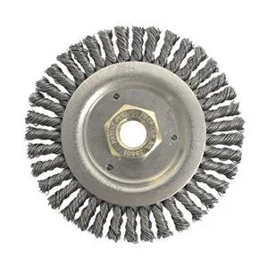 Weiler 94752 twisted knot wire wheel brush 4-1/2 inch diameter 0.020 inch wire carbon steel threaded arbor