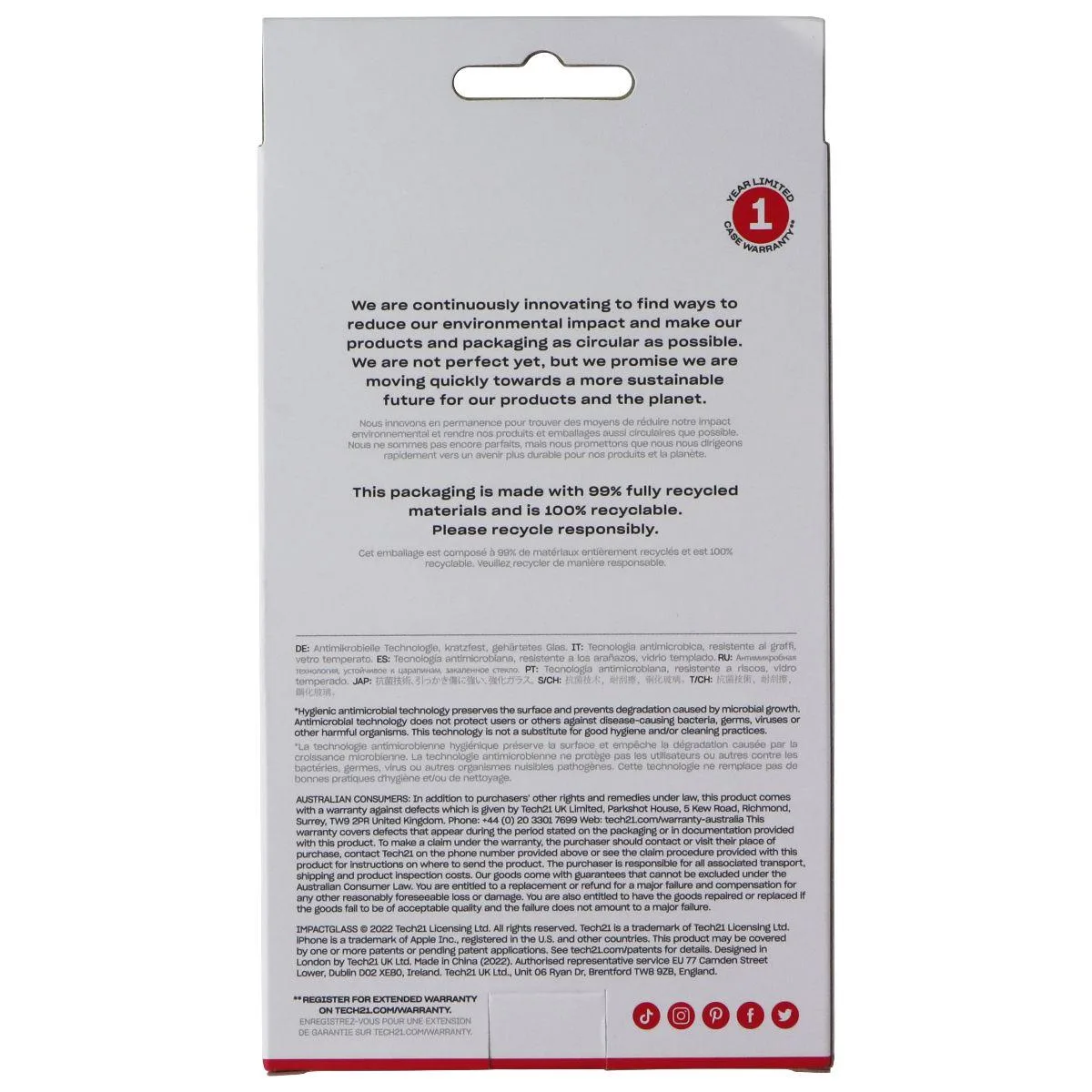 Tech21 Tech21 Impact Glass Screen Protector iPhone 14 Plus Clear — product photo