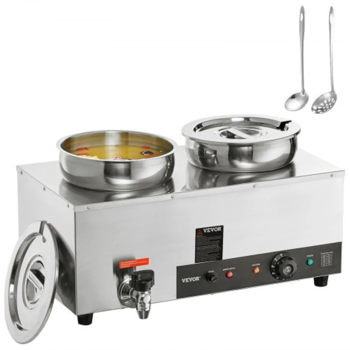 VEVOR VEVOR BW2274QT1200WGG9TV1 Electric Soup Warmer Dual 7.4QT Stainless Steel — product photo