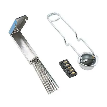 Metal single flint lighter with tip cleaner and five flints