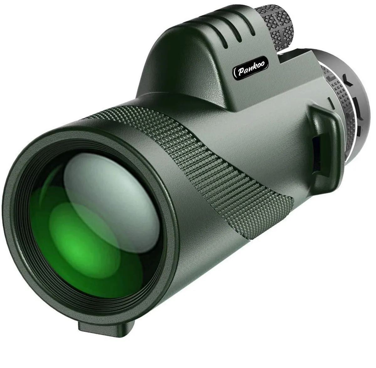 Green monocular with 60mm objective, smartphone adapter and tripod