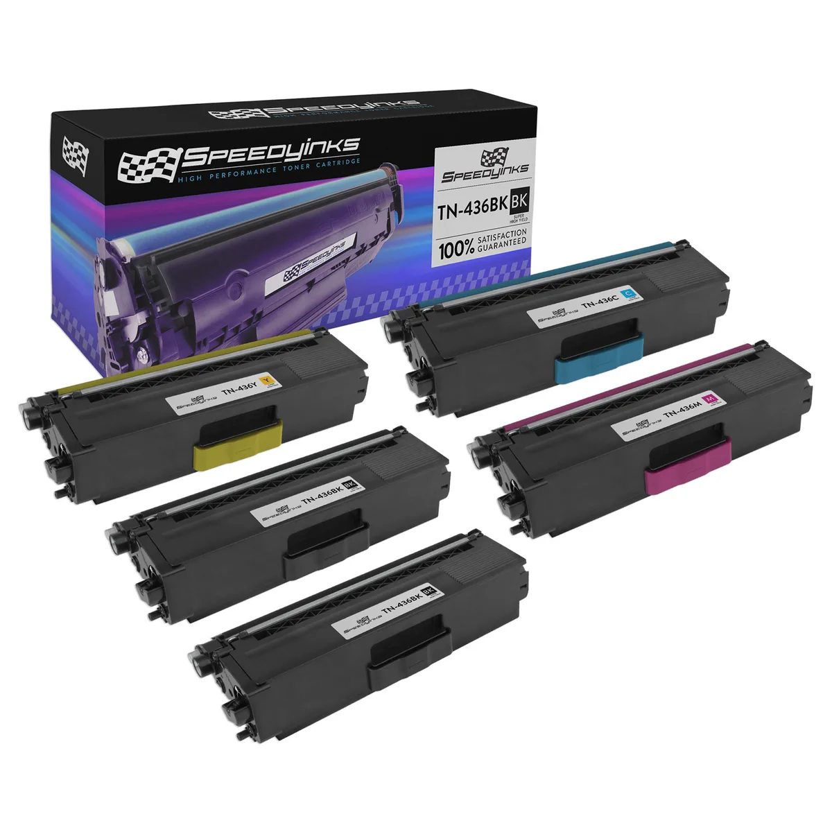 SpeedyInks SpeedyInks Compatible Toner Cartridge 5-Pack TN-436 Super High Yield 6500 Pages — product photo