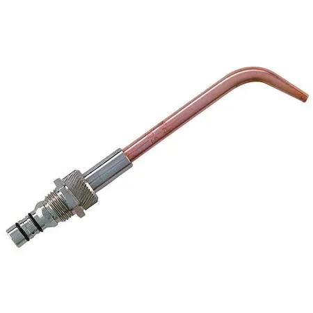 Small brass welding tip with threaded base and precision orifice
