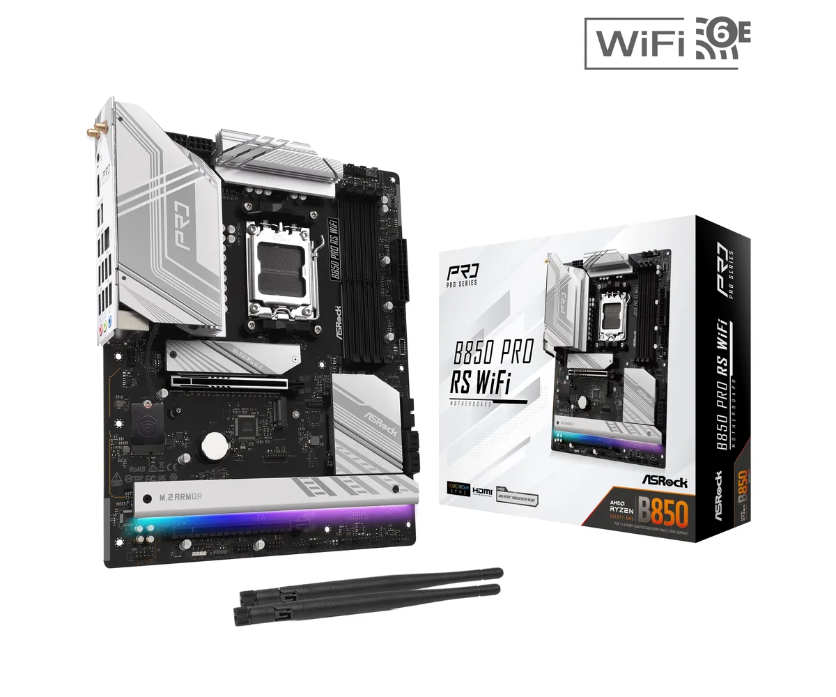 ASRock ASRock B850 Pro RS WiFi AMD motherboard — fotografie produktu