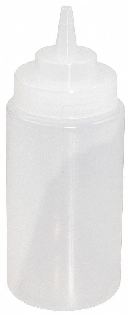 Twelve clear plastic squeeze bottles, sixteen ounces each