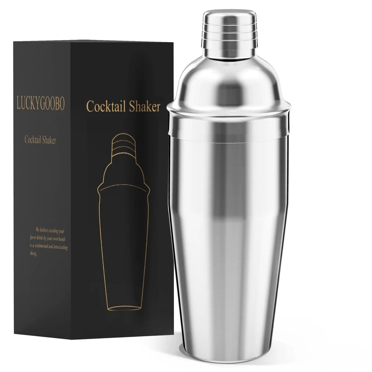 Black floral stainless steel 24 oz cocktail shaker 7-piece set
