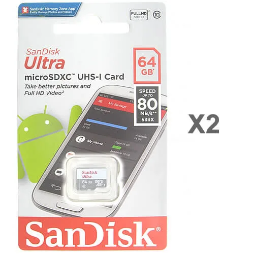 SanDisk SanDisk Ultra 64GB microSDXC Class 10 2-pack SDSQUNS-064G-GN3MN — product photo